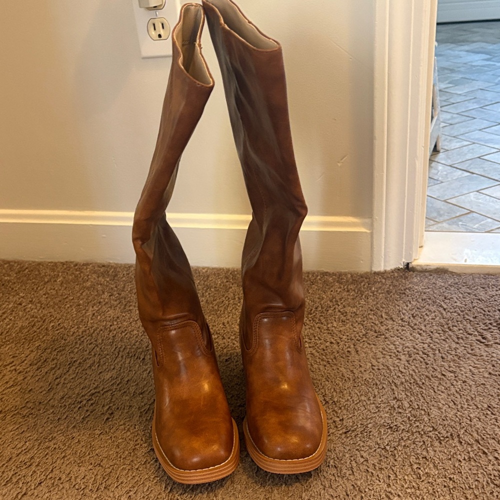 Stylish Brown Leather Knee-High Boots